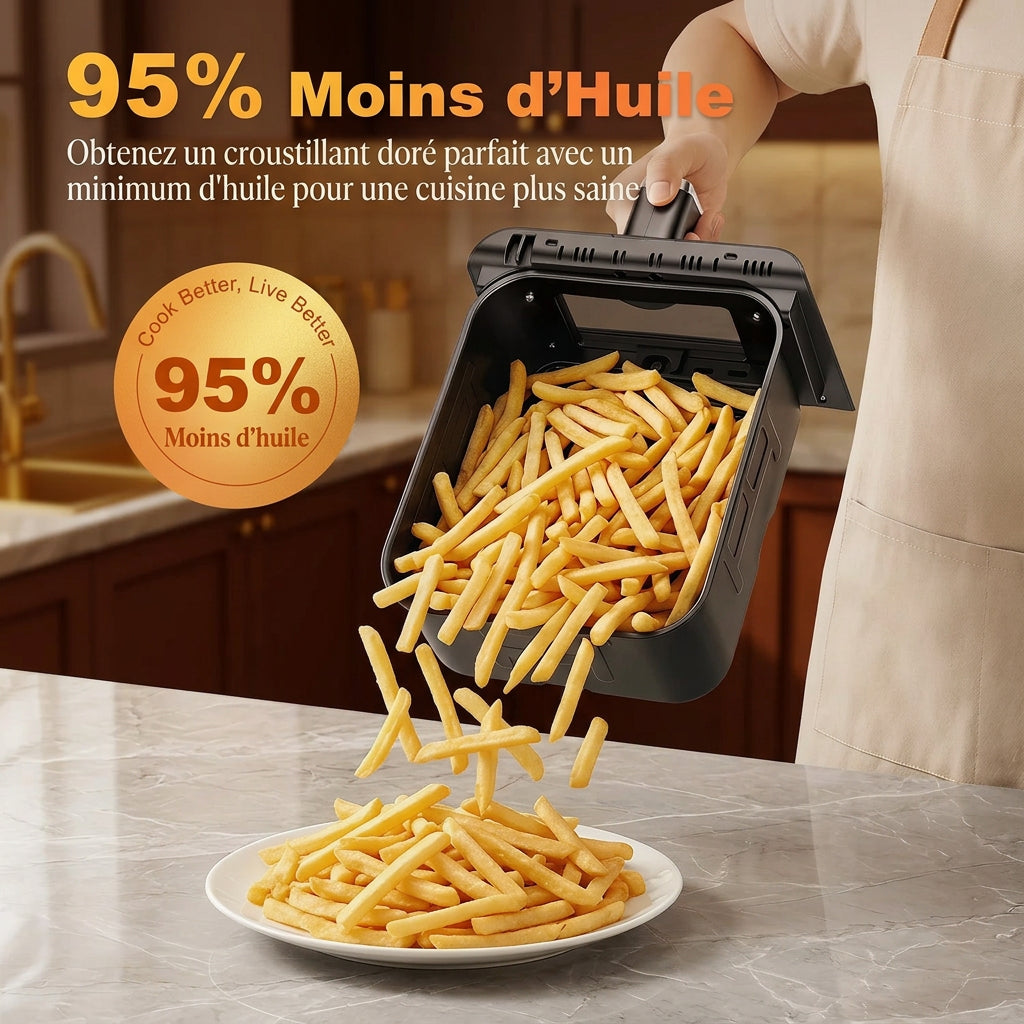 Air Fryer Double Cuve 4 L+ – 2600 W, Écran Digital
