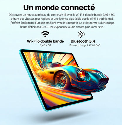 Tablette TECLAST P33 10,1 pouces, Android 15, écran HD, 64 Go de stockage, 3 Go de RAM + 6 Go virtuels, Wi-Fi 6, Bluetooth 5.4 et batterie de 6 000 mAh