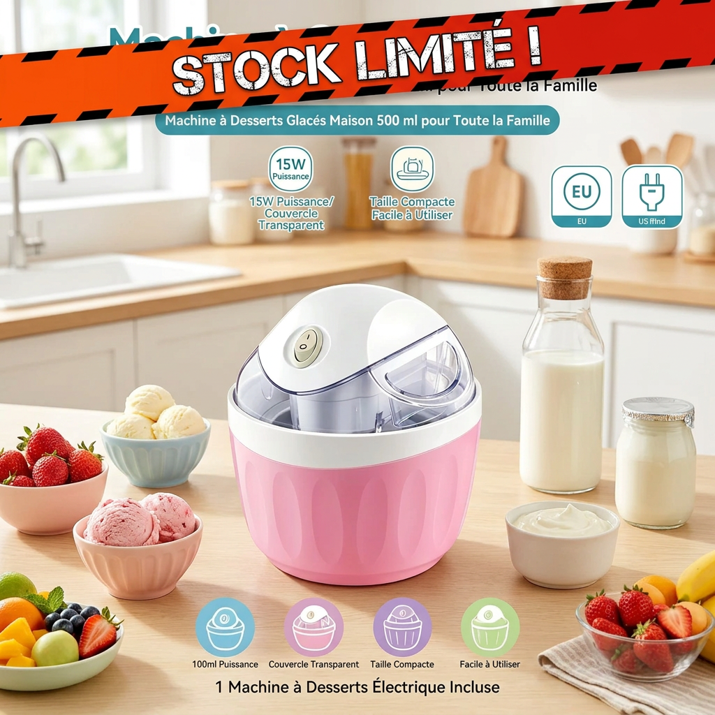 Machine à desserts glacés – Sorbetière et machine à glace avec couvercle transparent