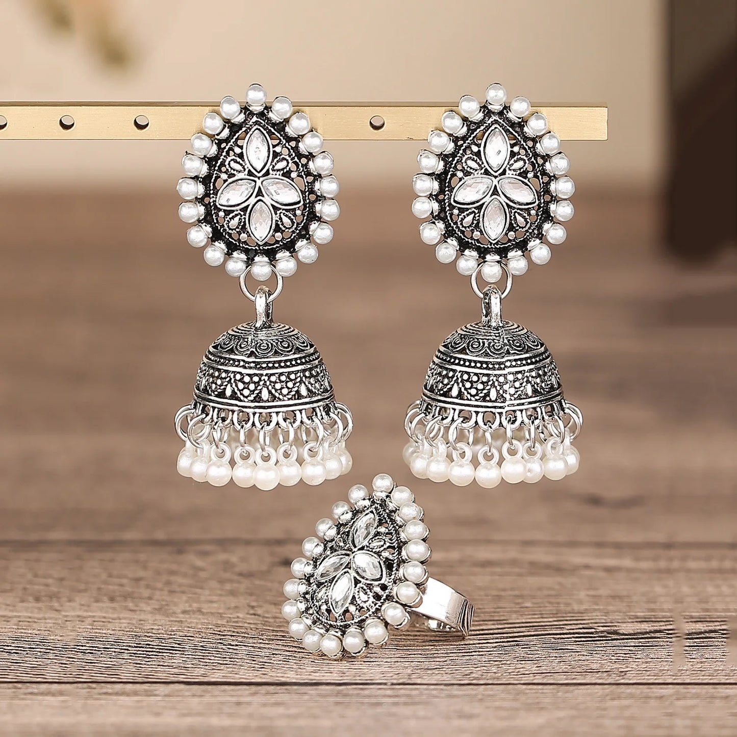 Ensemble de Bijoux Ethniques Paon – Boucles d’Oreilles