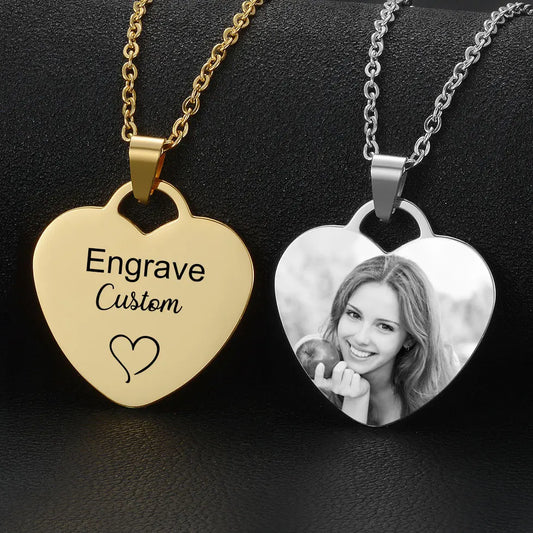 Collier Personnalisable avec Photo & Prénom – Pendentif Cœur en Acier Inoxydable