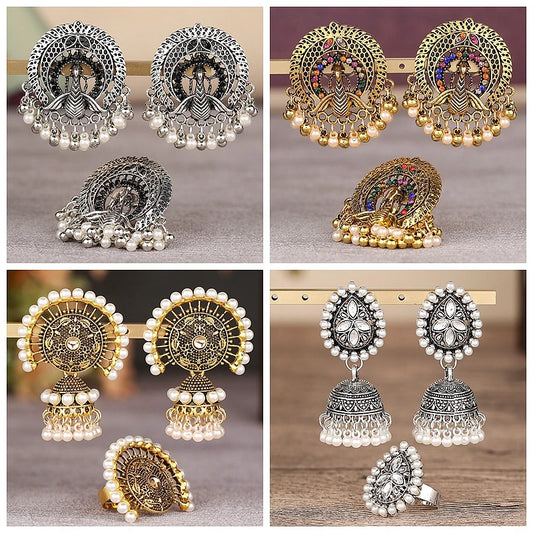 Ensemble de Bijoux Ethniques Paon – Boucles d’Oreilles