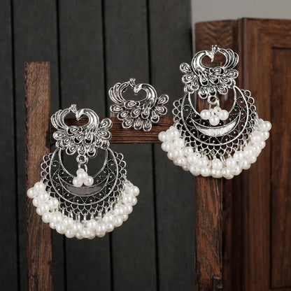 Ensemble de Bijoux Ethniques Paon – Boucles d’Oreilles
