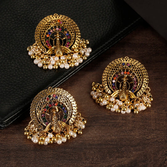 Ensemble de Bijoux Ethniques Paon – Boucles d’Oreilles