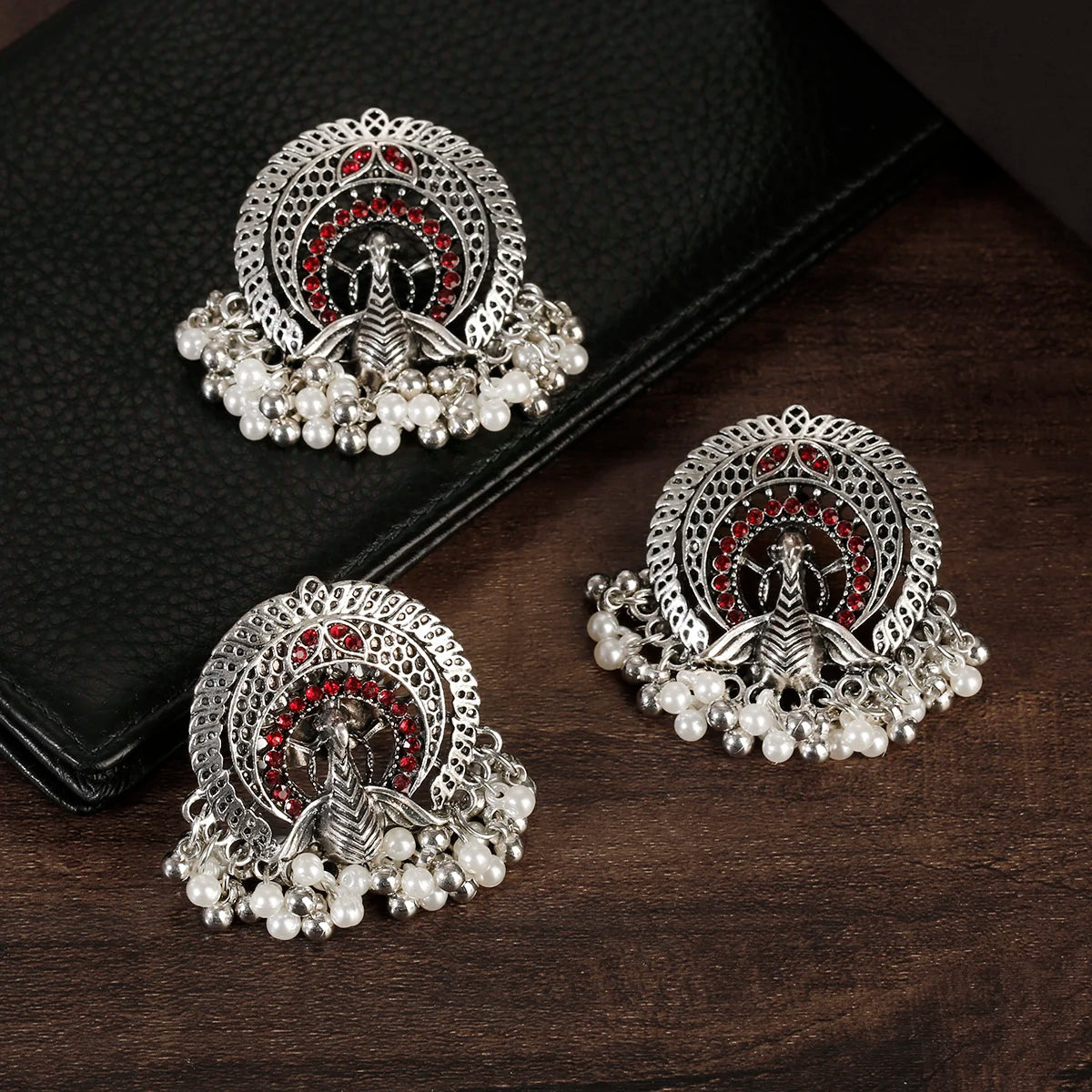 Ensemble de Bijoux Ethniques Paon – Boucles d’Oreilles