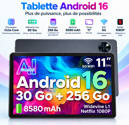 Tablette Doogee U11 Pro 11″ – Android 16, 30 Go RAM, 256 Go, 90 Hz, batterie 8 580 mAh