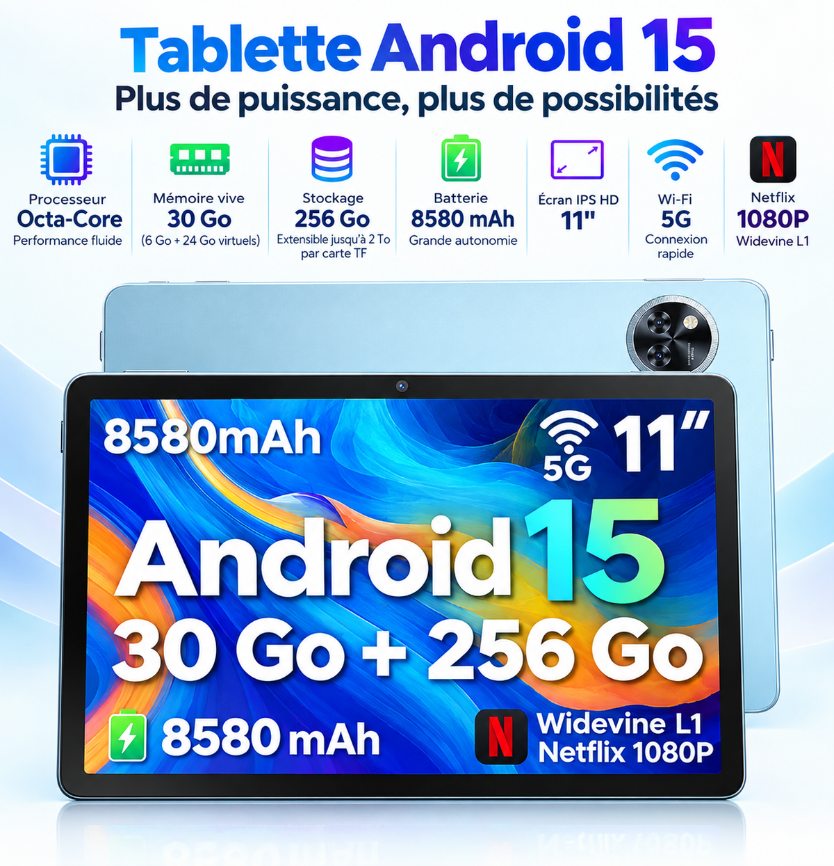 Tablette Doogee U11 Pro 11″ – Android 16, 30 Go RAM, 256 Go, 90 Hz, batterie 8 580 mAh
