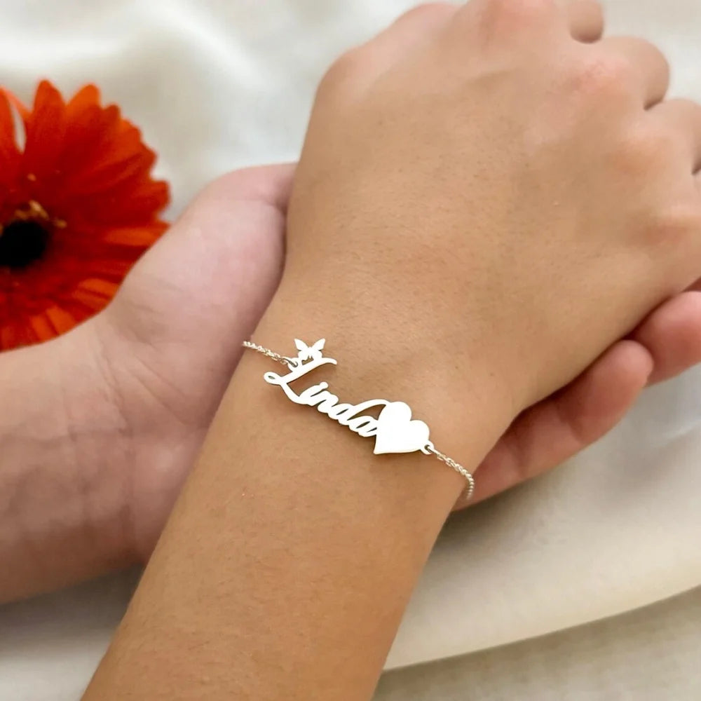 Bracelet Personnalisable Papillon avec Prénom – Femme & Enfant