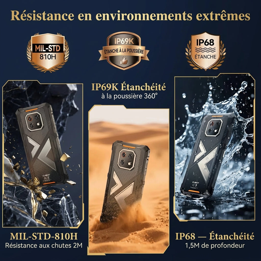 Cubot KingKong ES 3 – Smartphone antichoc Android 15, batterie de 10 200 mAh, charge rapide 33 W, 16 Go de RAM (6 Go + 10 Go virtuels) et 256 Go