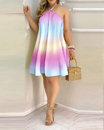Robe d'Été Femme Imprimé Feuilles Tropicales – Dos Nu
