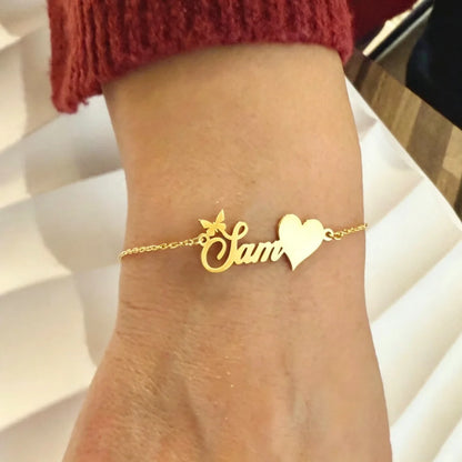 Bracelet Personnalisable Papillon avec Prénom – Femme & Enfant
