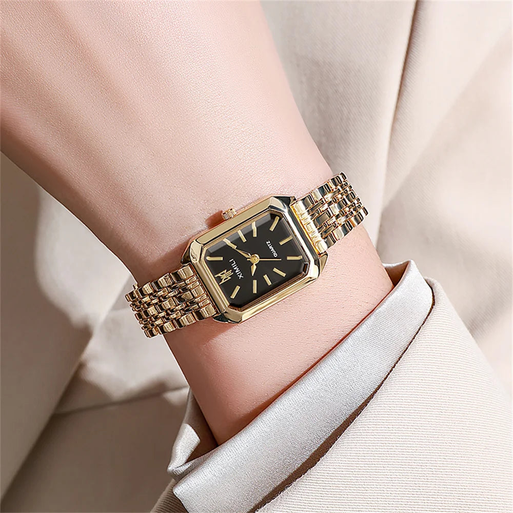 Montre Femme Élégante à Quartz – Bracelet en Acier Inoxydable Doré