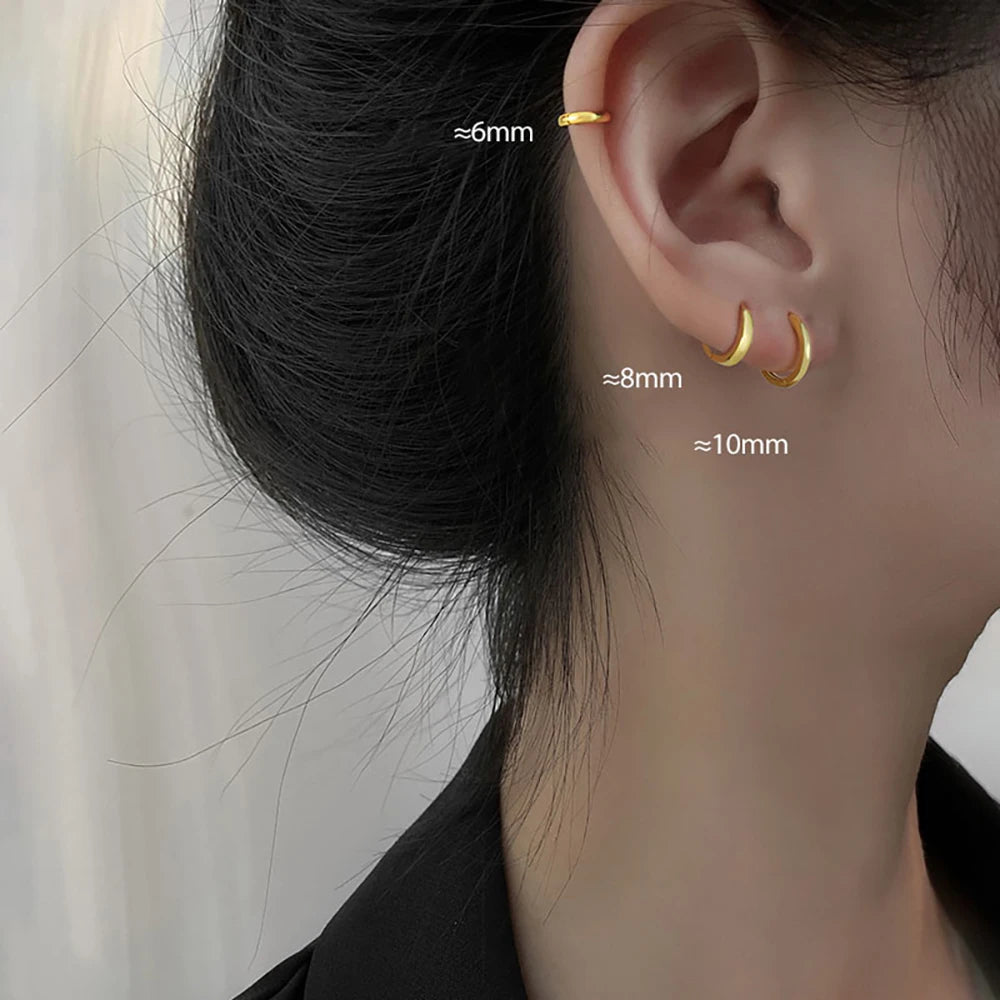 Lot de 2 Petites Créoles en Acier Inoxydable – Boucles d’Oreilles Huggie