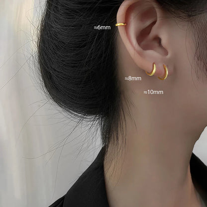 Lot de 2 Petites Créoles en Acier Inoxydable – Boucles d’Oreilles Huggie