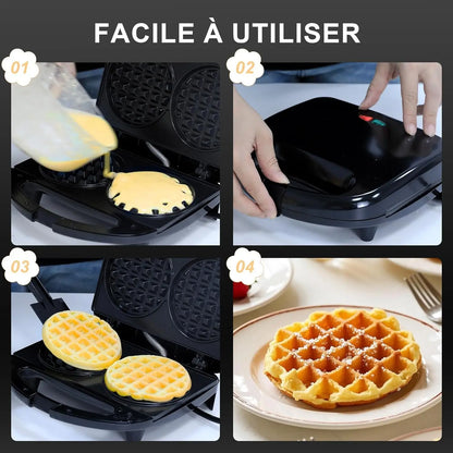 Mini Gaufrier Double – Plaques Antiadhésives