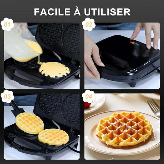 Mini Gaufrier Double – Plaques Antiadhésives
