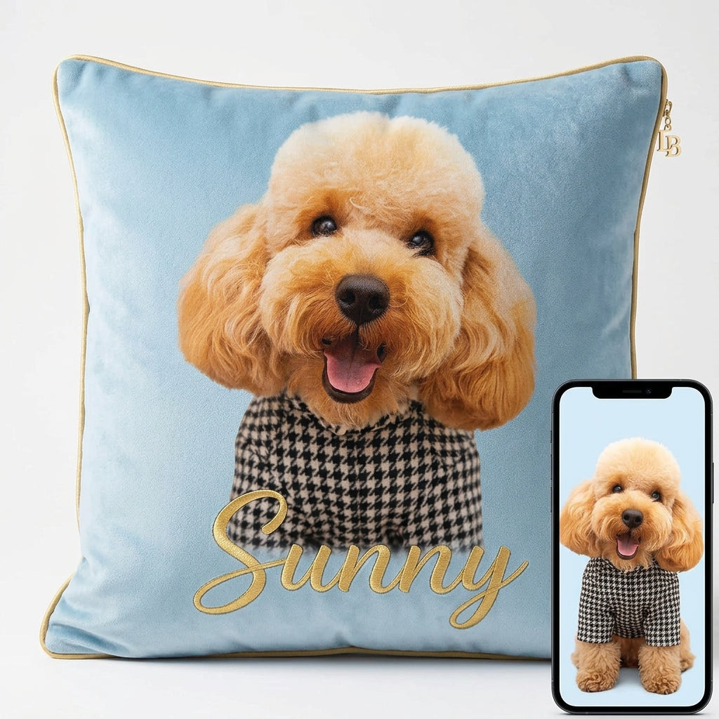Coussin Personnalisé avec Photo ou Texte – Housse de Coussin Décorative Personnalisable, Cadeau pour Couple, Grands-Parents ou Animaux