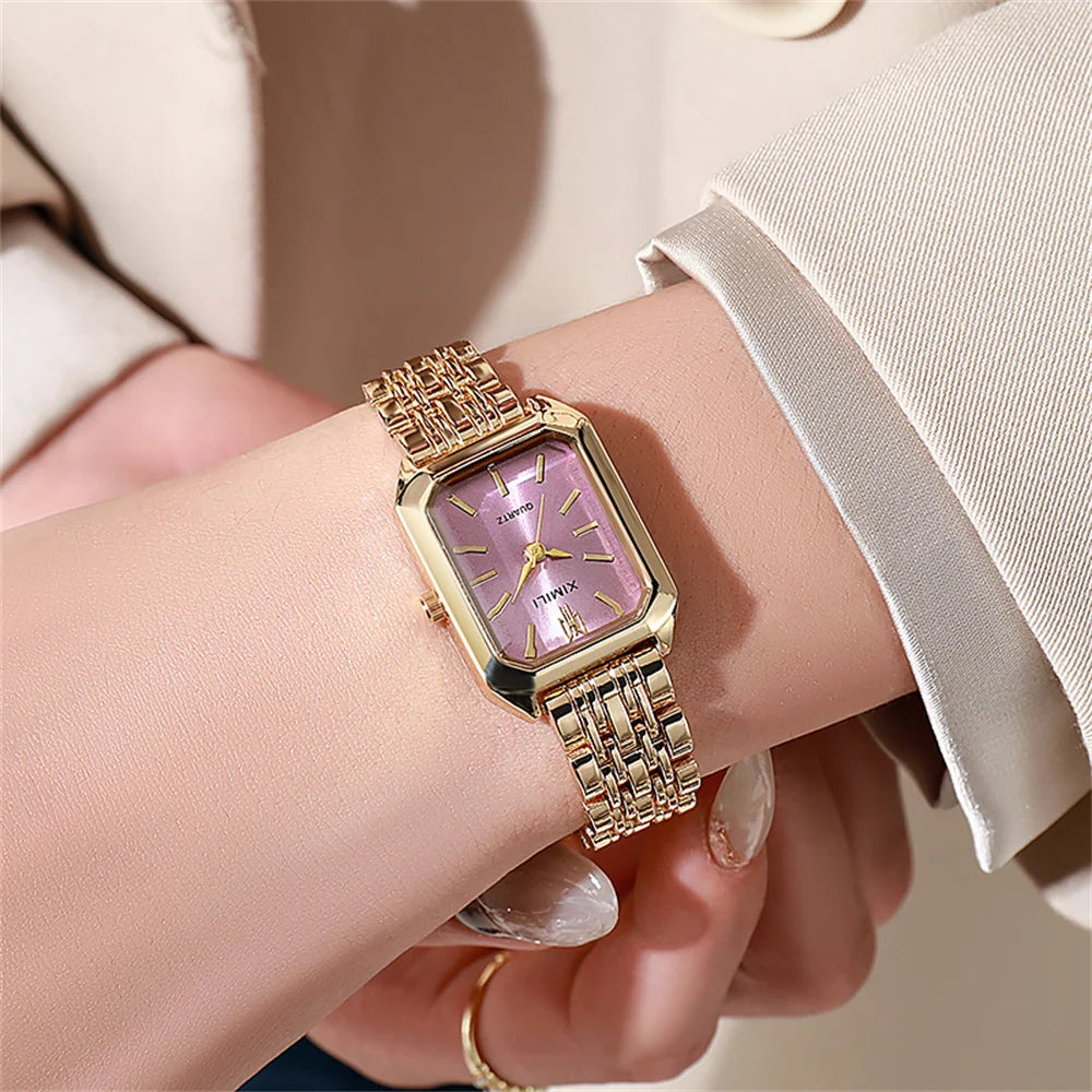 Montre Femme Élégante à Quartz – Bracelet en Acier Inoxydable Doré