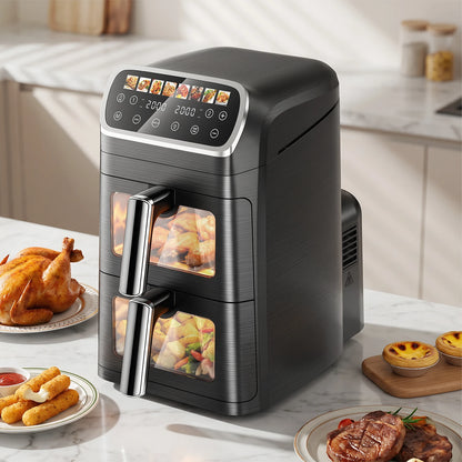 Air Fryer Double Cuve 4 L+ – 2600 W, Écran Digital