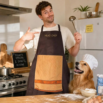 Tablier de Cuisine Humoristique « Chef » – Tablier en Coton Unisexe, Respirant et Lavable, Taille Unique, pour Cuisine, BBQ, Pâtisserie et Fêtes