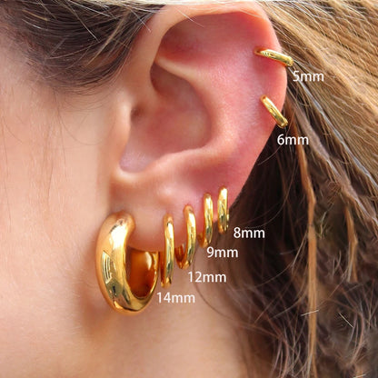 Lot de 2 Petites Créoles en Acier Inoxydable – Boucles d’Oreilles Huggie