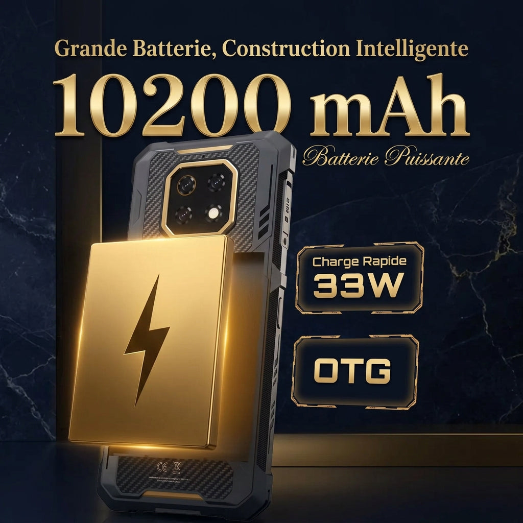 Cubot KingKong ES 3 – Smartphone antichoc Android 15, batterie de 10 200 mAh, charge rapide 33 W, 16 Go de RAM (6 Go + 10 Go virtuels) et 256 Go