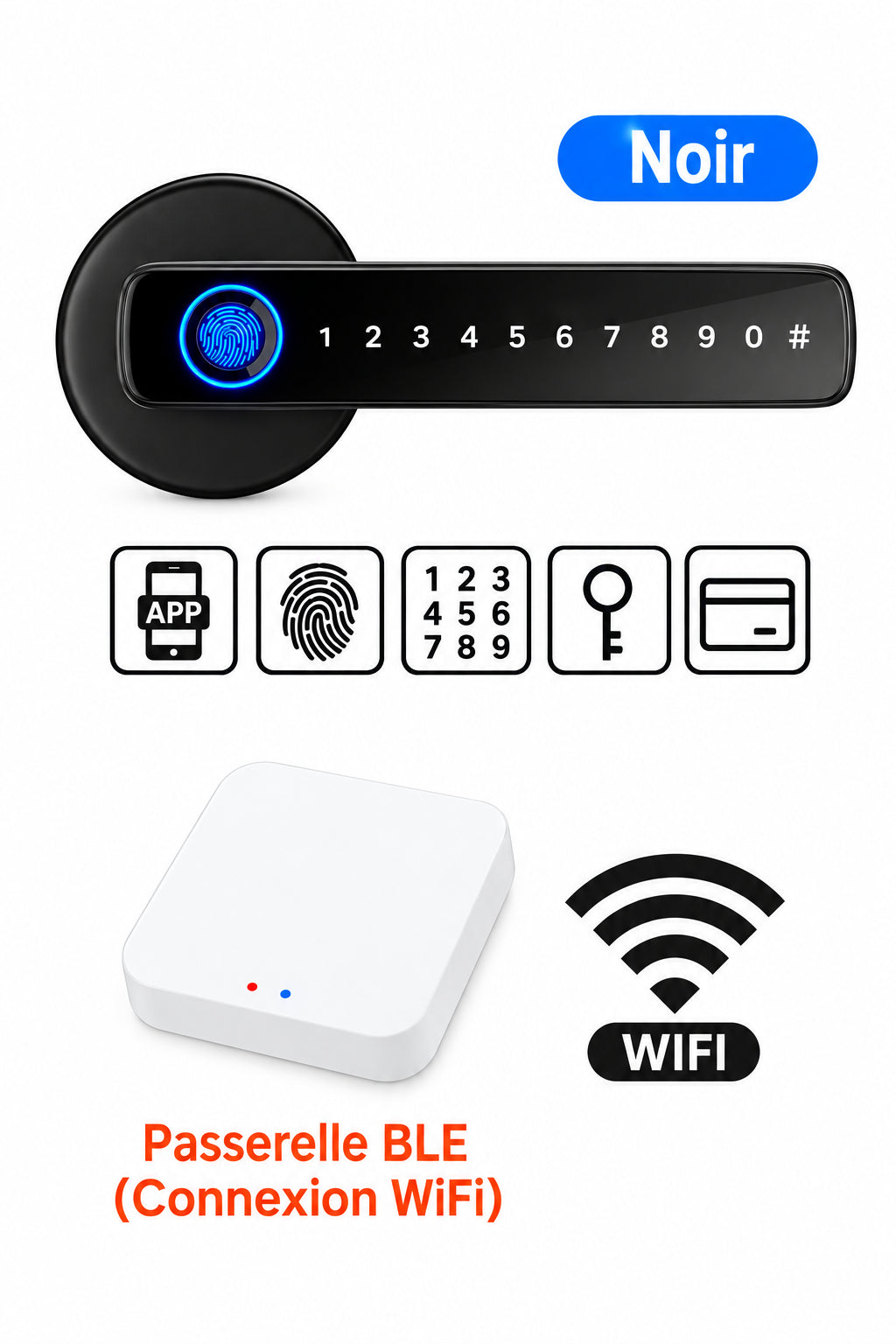 Serrure Intelligente M5 Tuya – Empreinte Digitale, Code & Carte IC