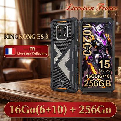 Cubot KingKong ES 3 – Smartphone antichoc Android 15, batterie de 10 200 mAh, charge rapide 33 W, 16 Go de RAM (6 Go + 10 Go virtuels) et 256 Go