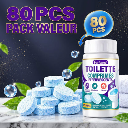 80 Pastilles Nettoyantes pour WC – Pastilles Effervescentes pour Cuvette et Réservoir, Anti-Calcaire et Anti-Taches, Désodorisant pour Salle de Bain