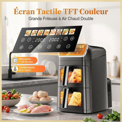 Air Fryer Double Cuve 4 L+ – 2600 W, Écran Digital