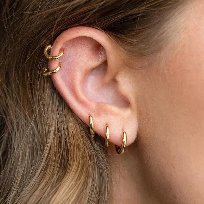 Lot de 2 Petites Créoles en Acier Inoxydable – Boucles d’Oreilles Huggie