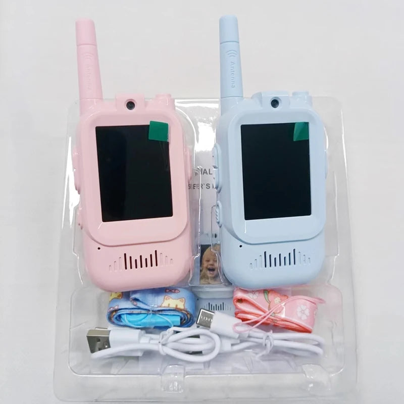 Talkies-walkies pour enfants rechargeables avec fonction vocale, écran HD de 2 pouces, appels HD en un clic et interphone — cadeau d’anniversaire ou de Noël pour garçon ou fille.