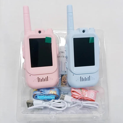 Talkies-walkies pour enfants rechargeables avec fonction vocale, écran HD de 2 pouces, appels HD en un clic et interphone — cadeau d’anniversaire ou de Noël pour garçon ou fille.